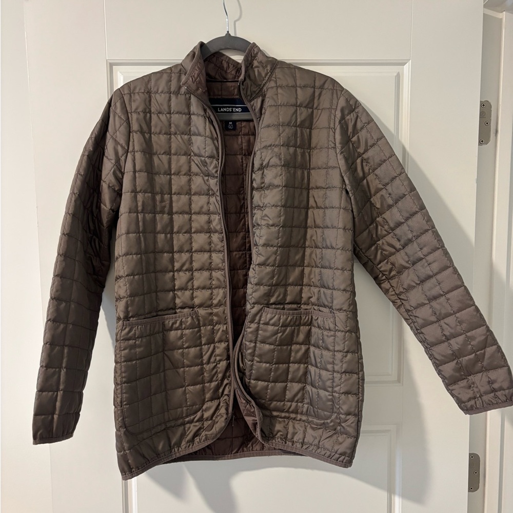 Lands' End Women’s Taupe Quilted Puffer Jacket